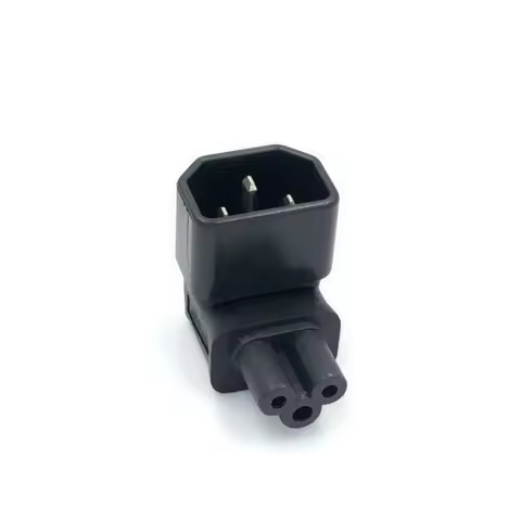 IEC 90 Degree Adapter 3 Poles IEC Male C14 to IEC Female C5 Up Angled Extension Power Adapter