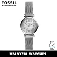 (OFFICIAL WARRANTY) Fossil Women's ES4837 Carlie Mini Three-Hand Stainless Steel Mesh Watch (2 Years