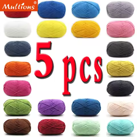 5pcs 50g 4ply Milk Cotton Knitting Wool Yarn Needlework Dyed Lanas For Crochet Craft Sweater Hat Dol
