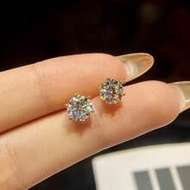 1 Pair 0.1ct-2ct Round 6-Prong D Color Moissanite Diamond Stud Earrings, Elegant S925 Sterling Silve