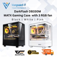 Darkflash DB330M MATX Gaming Casing with 3 RGB FAN [black/white/pink]