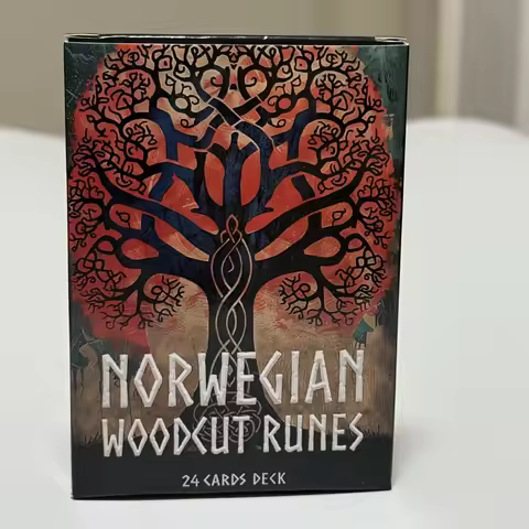 Norwegian Woodcut Runes Deck 24pcs English Version The Elder Futhark Runes Oracle deck
