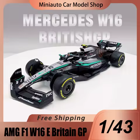 New In Stock Bburago 1:43 Mercedes Amg F1 2025 Britain Gp #63 Alloy Miniature Diecast F1 Model Silve