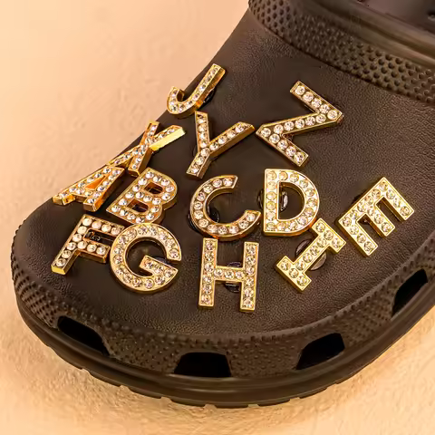 1PCS A-Z Gold Metal Alphabet Shoe Charms,26 Letters Shoe Accessories Decorations For Women Girls,Cla