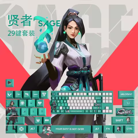 Sage KEYCAPS New design Valorant keycaps 29KEYCAPS OEM Profile GAME Keycaps for mechanical keyboard