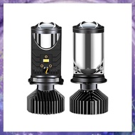 [P K A M] 2 PCS Y9 H4 LED Projector Headlight Black Aluminum with Fan Cooling Automobile Hi Lo Beam 