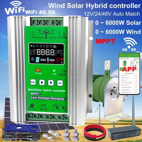 12V 24V 48V 3000W 5KW Hybrid Wind Solar Charge Controller MPPT Wind Generator Solar System For Lifep