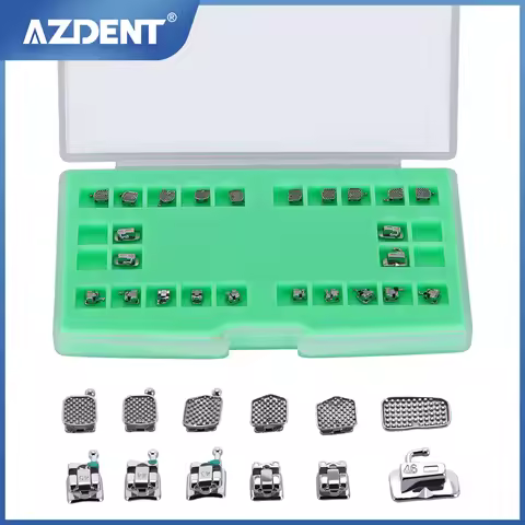 AZDENT Dental Orthodontic Brackets Passive Self Ligating Braces MBT/Roth 0.022 Hooks 345 With Buccal