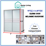 (INSTALLATION) 7FT X 6.5FT Height Custom Made Sliding Wardrobe/ Melamine Wardrobe/Almari Baju/Anti Jump (14-21 delivery)