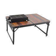 LIFECODE 黑電木加寬鋁合金BBQ燒烤桌/折疊桌(120*80cm)送背袋+可提式烤肉架