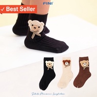 FINI Premium, Fashion Children's Socks with 3D Teddy Bear Motif, Size SML, 5120, Trendy, Cool Fashio