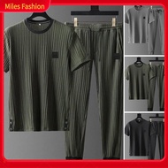 Jogging Suit Men Sports Suit Mens Summer Pleated Shirt Pants Set Lightweight Tracksuit for Casual Sp