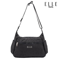 ELLE Travel Myra Collection กระเป๋า Hobo สะพายข้างแนวนอนเอนกประสงค์ ผ้าไนลอน Crinkle 100% กับลายพิเศ