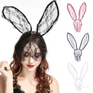 Crazy EyeMask Rabbit Headband Face Veil Bunny Ear Headband For Women Bunny Headband EyeMask  Lace He