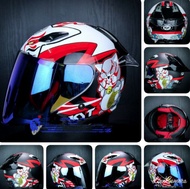 Helm Original KYT DJ Maru Kabuki Cat Glossy + Visor Venom+ Spoiler Pak