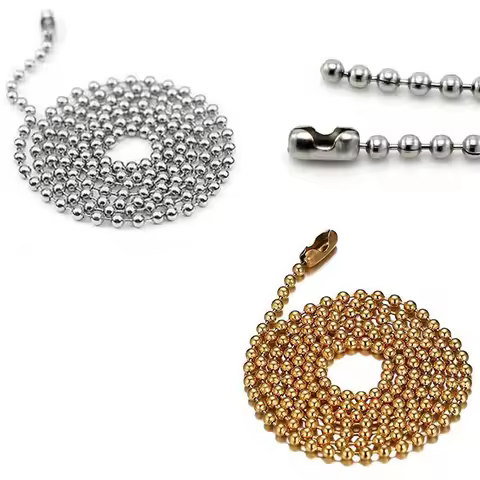 2.4mm Stainless Steel Ball Bead Necklace Chain Keychain, Bead Ball Dogtag Chains,Floating Locket Nec