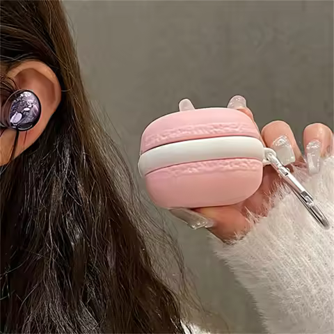 Kawaii Cute Cartoon Colours Macaron Headphone Case For Samsung Galaxy Buds 2 Pro With Keychain Silic