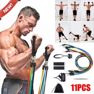 11 Pcs Set Tali Tarik Karet Gym Yoga Fitness Alat Olahraga Chest Shoulder Peralatan latihan untuk atlet amatir