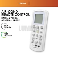 LMG_ Universal Air Conditioner Remote Control Aircon Daikin York Acson Timer Aircon Aircond Alat Kawalan Cooling Control