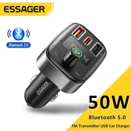 《Corner house》 Essager 50W USB Car Charger เครื่องส่งสัญญาณ FM Bluetooth5.0 Coche Adapter Wireless Handfree Car Kit MP3เครื่องเล่นเพลงอุปกรณ์เสริมในรถยนต์