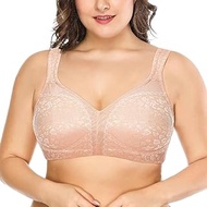 Women's Full Coverage Plus Size Comfort Minimizer Bra Wirefree Non Padding(Pink Leopard,46DDD)