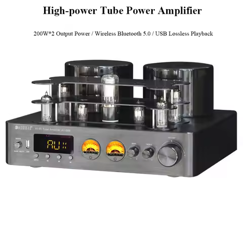Tube Hi-Fi Audio Power Amplifier 200W*2 Output Power Bluetooth 5.0 7 Tubes Home Hi-Fi Amplifier Digi