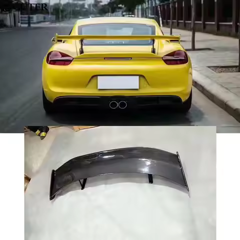Carbon Fiber 981 Gt4 Rear Spoiler Frp Unpainted Rear Wing for Porsche Cayman 981 Gt4 Style