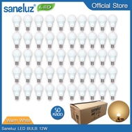 Saneluz [ชุด 50 หลอด] หลอดไฟ LED 12W Bulb แสงสีวอร์ม Warmwhite 3000K หลอดไฟแอลอีดี หลอดปิงปอง ขั้วเก