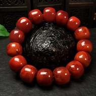 秒殺價 收藏級四川南紅瓦西料手工珠老型珠14MM手鏈 玫瑰紅火焰紅