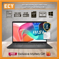 MSI Modern 14 F13MG-084 Laptop (i3-1315U 4.50GHz,8GB D4,512GB SSD,Intel UHD,14" FHD,W11,HS21) - Plat