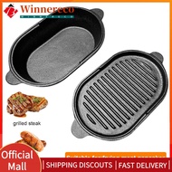 【winnereco】11 X 6.3in Cast Iron Griddle Pan Oval Griddle Reversible Grill Pan Grill Plate for Indoor