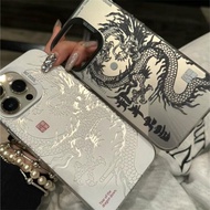 Silver Black And White Dragon Big Lucky Casing For Samsung Galaxy A71 A72 A73 J7 Prime M23 M30S M31 Note 20 S21 Plus Ultra Hard Trendy Laser Matte IMD FashionPhone Case