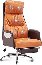 Office Chair Gaming Chairs Ergonomic Computer Chair Cowhide Massage Chair Boss Chair with Comfortable Footrest (Color : Orange) interesting