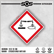 STICKER SIGN HIMBAUAN INFORMATION MAPUNJUK MATERIAL DANGEROUS and WACT B3 LABEL OF HAZMAT GHS KOROSI