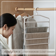 LullaHome Homehomie 5 Tier Clothes White Hanger Space Saving Closet Trouser Scarf Non-Slip Wardrobe Organizer