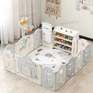 Baby Playpen Foldable Storage Playpen Multi Reinforced Double Door Lock Baby Fence Smooth Burr-Free 