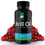 Daiwa Krill Oil 1000mg Softgels - EPA DHA Krill Oil Omega 3 6 9 with Astaxanthin for Joint, Brain an