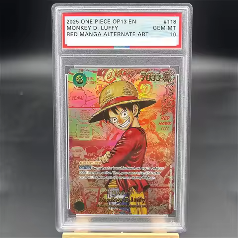 ONE PIECE Rating Card MONKEY D. LUFFY RED MANGA ALTERNATE ART OP13-118 EN DIY Collection Card Copy 1