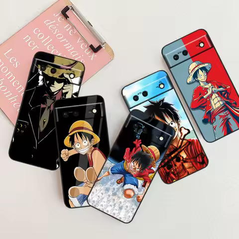 Japanese One Piece Cute For Google Pixel 9 8 7A 7 6A 6 5A 5 4 4A XL 5G Black Silicon Shockproof Shel