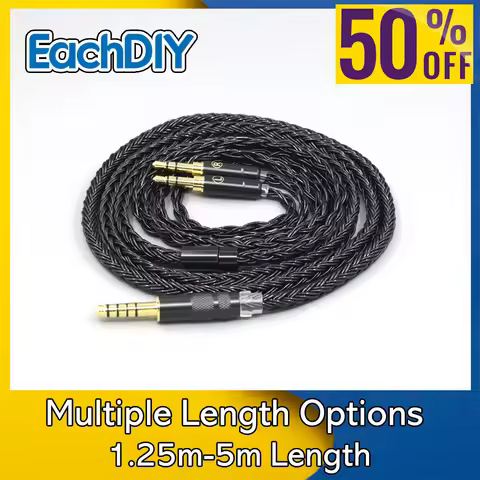 16 Core Black Braided Earphone Cable For Hifiman Sundara Ananda HE1000se HE6se V2 V3 Planar Magnetic