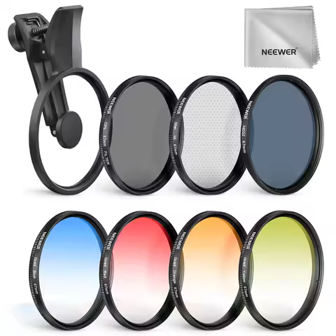 NEEWER 67mm 7 Pcs ND Filter Set For Android Samsung Google Pixel Huawei Xiaomi Clip On CPL+ ND32 + S