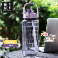 HUGO Botol Minum 2 Liter Jumbo Besar Anti Bocor Botol Air Motivasi BPA FREE Gratis Stiker
