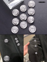 10入組浮雕金屬扣環,女性外套配件,時尚簡約金屬縫紉扣環