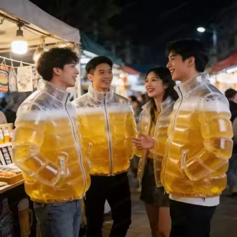 Novelty Leak-proof Transparent Beer Jacket Wearable Portable Beer Drinking Jacket PVC Refillable Bev