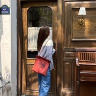 HERMES 紅色aline帆布包30*34 98新配件塵袋購證