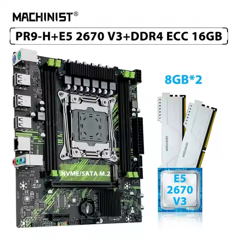 MACHINIST Kit X99 PR9-H Motherboard Set LGA 2011-3 Xeon E5 2670 V3 Processor CPU 2pcs*8GB=16GB ECC D