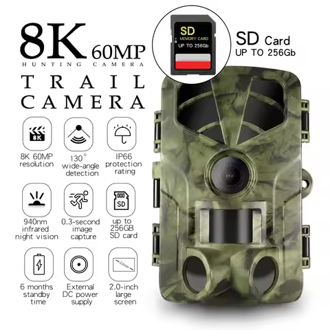 YNFECN PR906 8K 60MP Digital Hunting Trail Camera Wildlife Camera With Night Vision Motion Activated