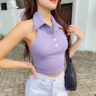 Áo Ba Lỗ Nữ Cổ Sơ Mi Nút Cài Xinh / Áo Croptop Cổ Trụ BA5 / Áo Thun 3 Lỗ Nữ