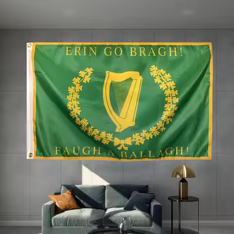 8th AL Irish Brigade Regiment Historical Flag Graphic Custom Printed Hanging Banner Polyester Shaft 