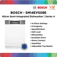 BOSCH - 60cm Series 4 Semi-Integrated Built-In Dishwasher (14 Place Settings) | SMI4EVS08E
